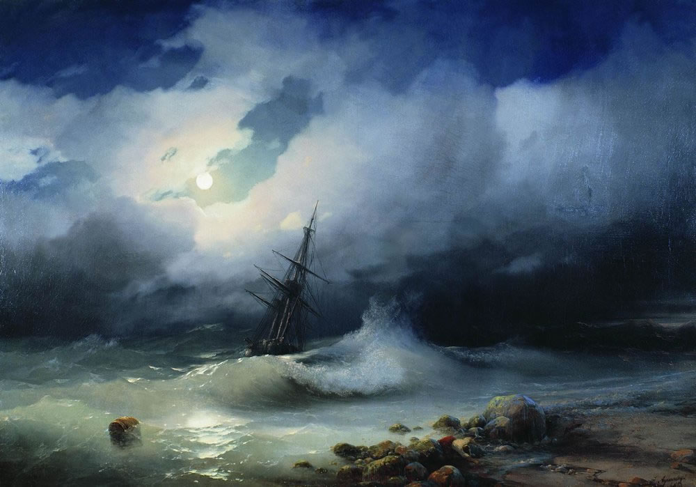 И. Айвазовский. Бурное море ночью. 1853.